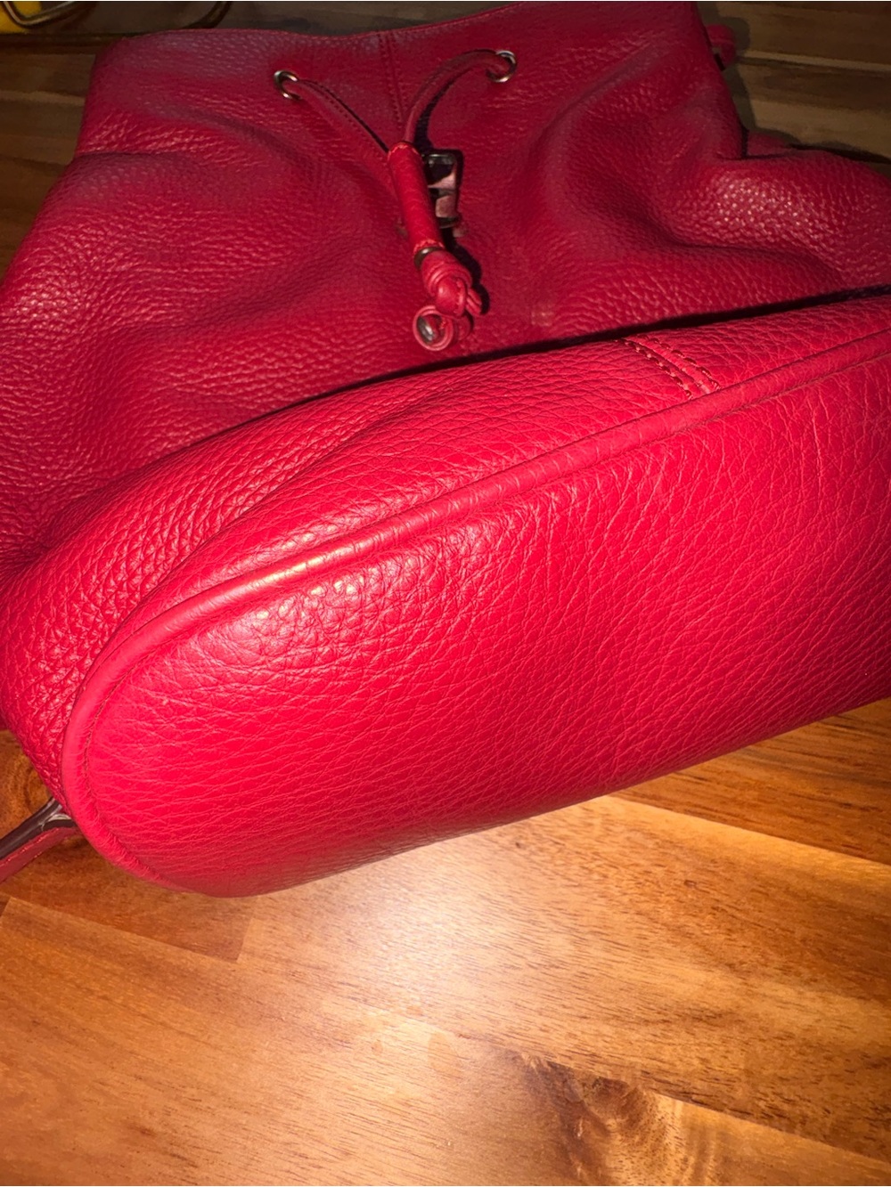 Coach Pebbled Leather Drawstring Backpack in Raspberry - Picture 10 of 13